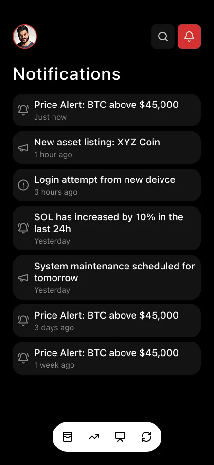 Crypto app screen