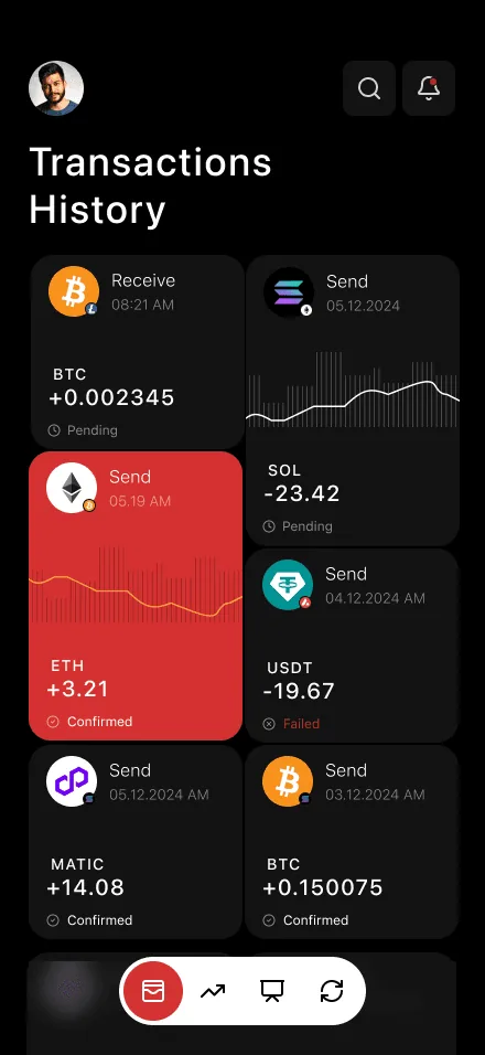 Crypto app screen